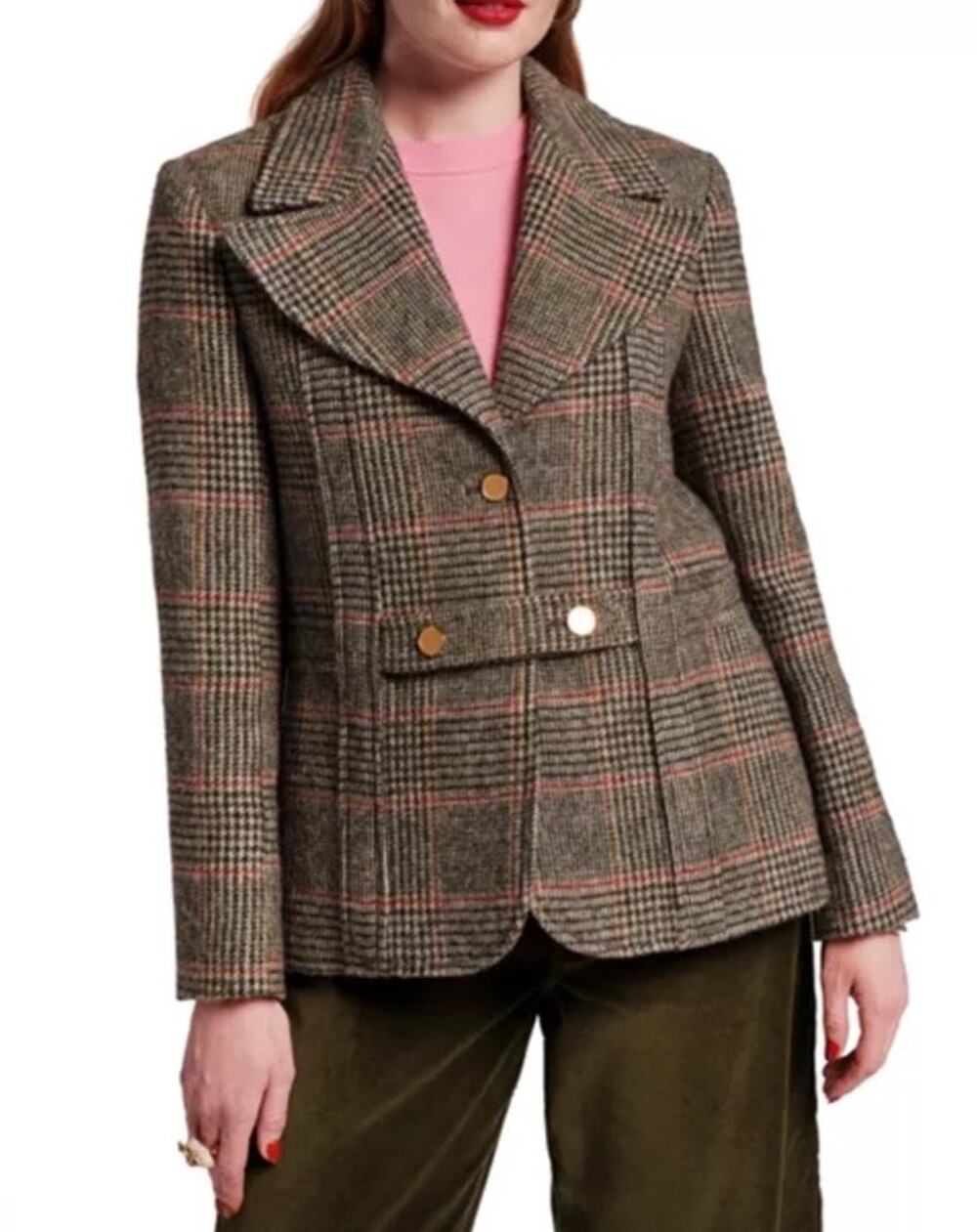 NWT Frances Valentine Bobby Blazer Newbury Plaid Wool Jacket $598